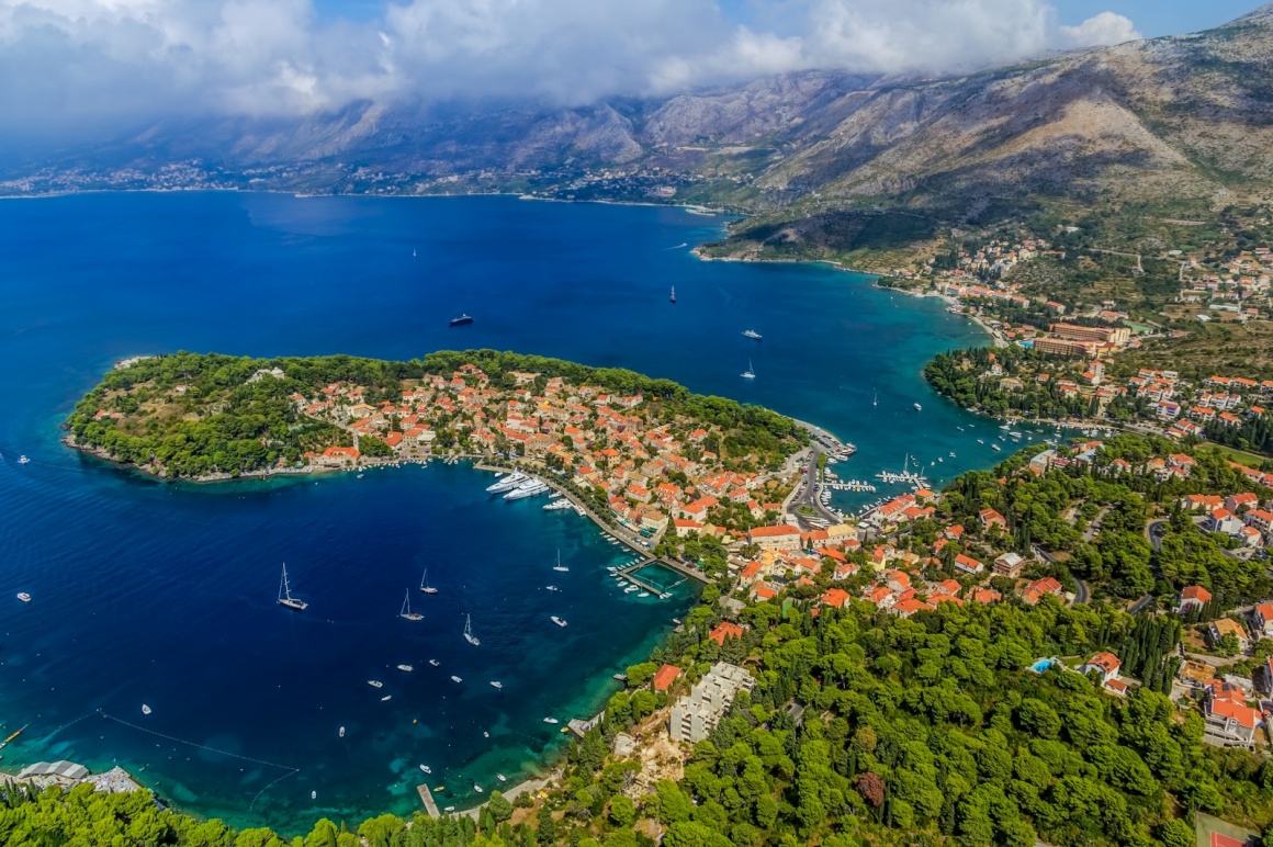 'Helicopter aerial shoot of Cavtat. Well known tourist destination near Dubrovnik.' - Dubrownik
