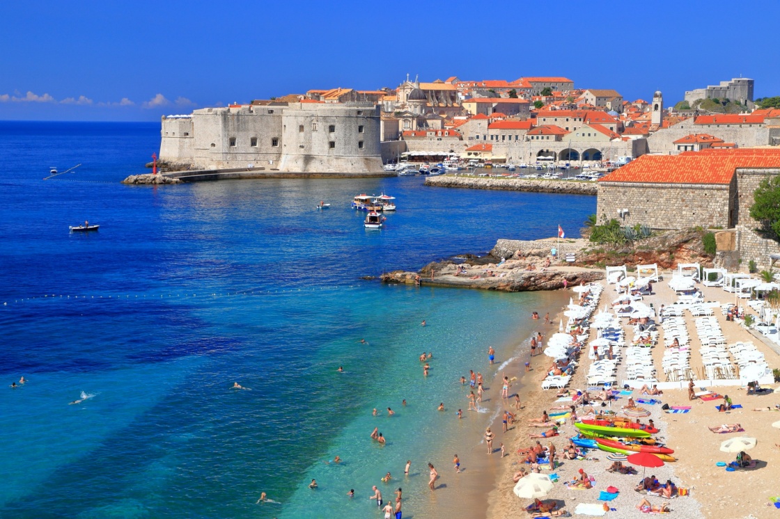 'Sunny beach on Eastern side of the old town of Dubrovnik, Croatia' - Dubrownik